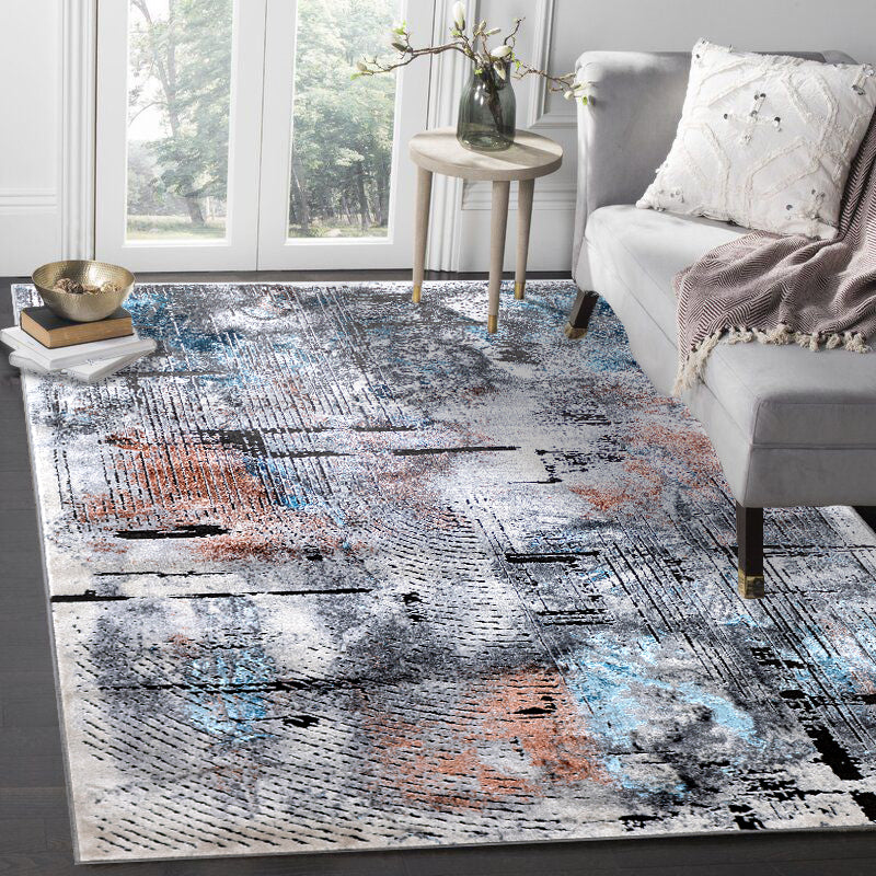 Designer Surreal Kurzflor Carpetilla – Grau/Terra Harmony Abstrakt Teppich