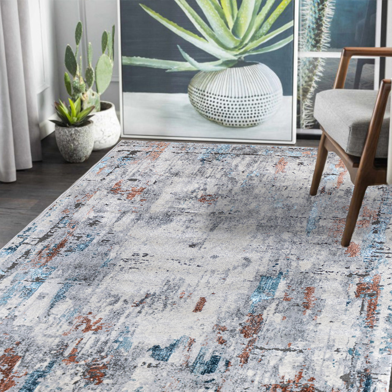 Harmony Designer Teppich – Carpetilla Kurzflor Abstrakt Surreal Grau/Beige