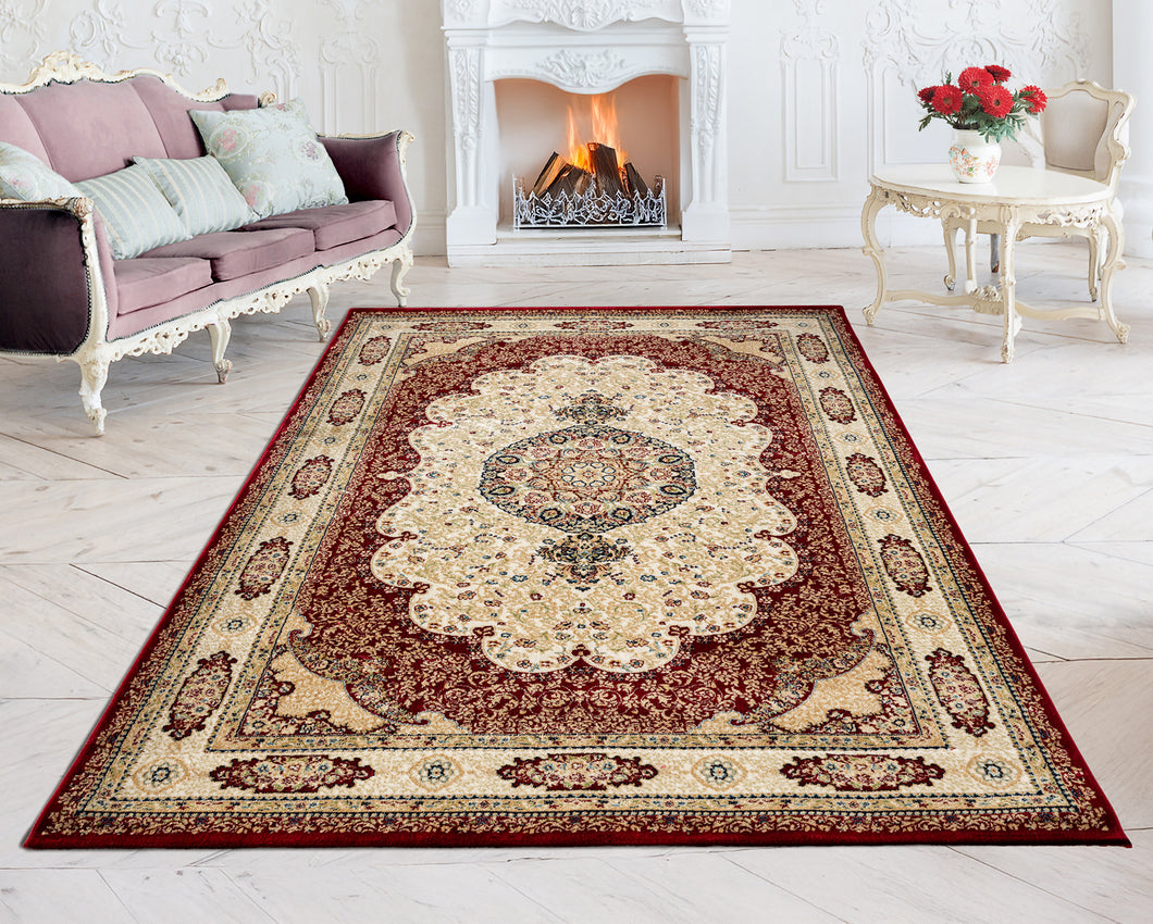 Designer Teppich   Asfahan Orientalischer  Modern  Burgunderrot  Farbe