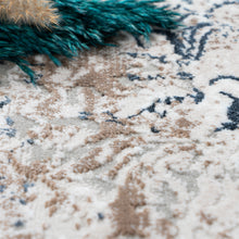 Lade das Bild in den Galerie-Viewer, Designer Wohnzimmer Teppich abstrakte Musterung modern Cream  blau
